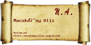 Macskásy Aliz névjegykártya